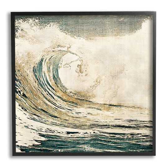 Stupell Industries Vintage Tidal Wave White Crest Nautical Water in Frame Wall Art